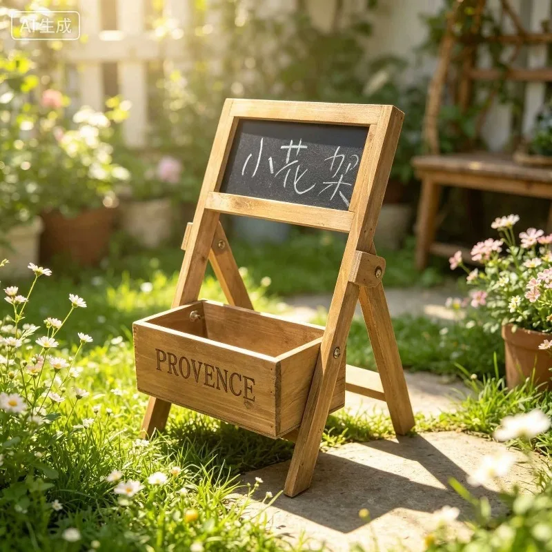 Pastoral creative decoration home balcony soft wooden windmill flower stand shop window floor-to-ceiling flower stand