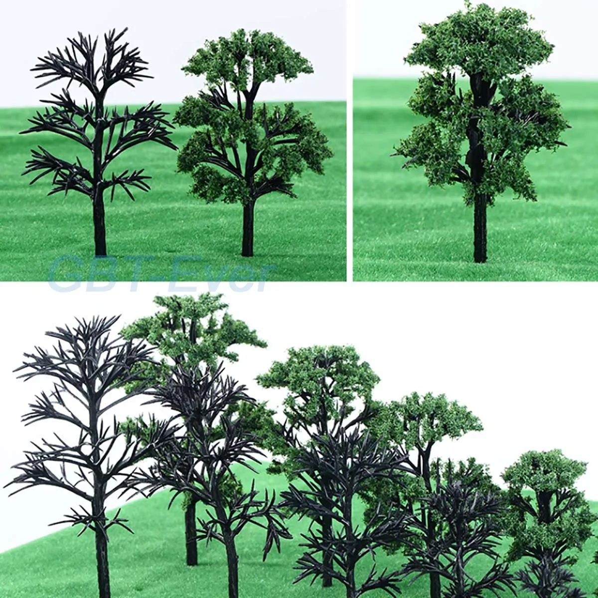 2Pcs 4/6/8/10/12/14cm Banyan/Spruce Tree Model Miniature Simulation Plant Park Garden FarmTrain Railroad Scenery Landscape Decor