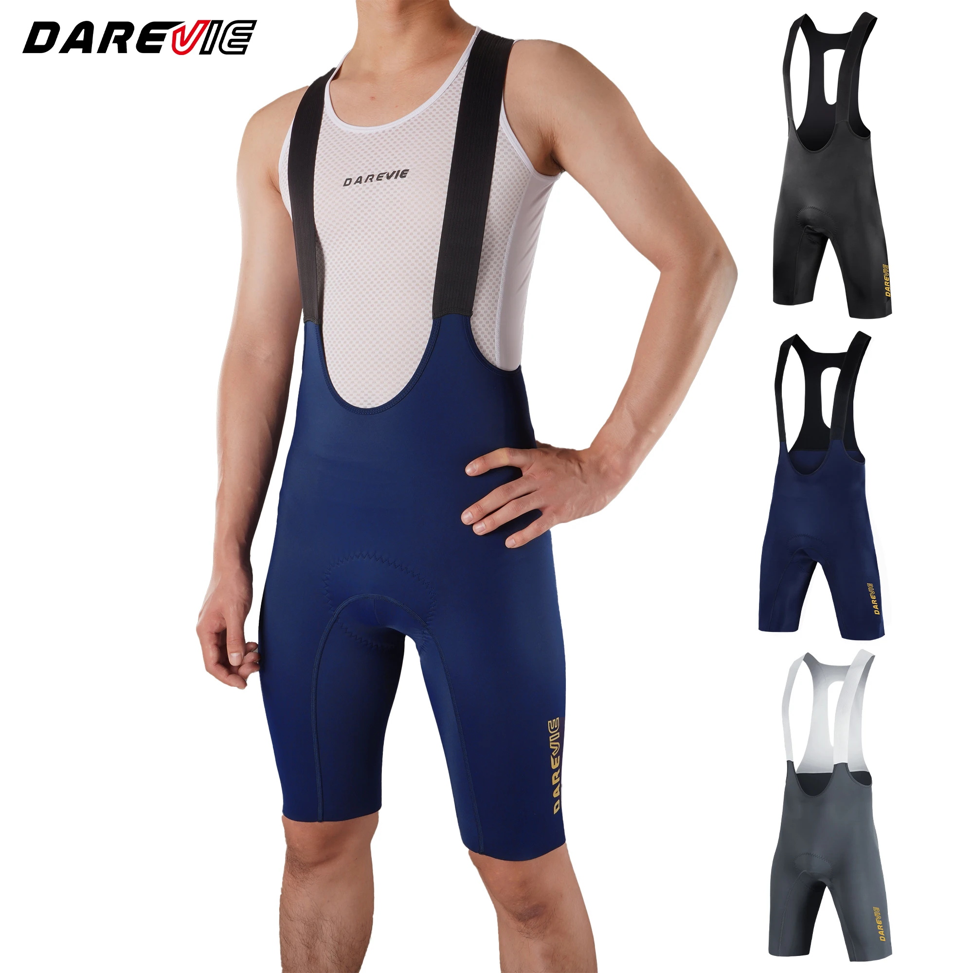 DARREVIE Herren-Radlerhose mit Elastischer Schnittstelle ®   80kg/m³ Pad Bretelelle Herren-Radlerhose 5.0 Einteilige Nahtlose Rutschfeste Männer-Shorts