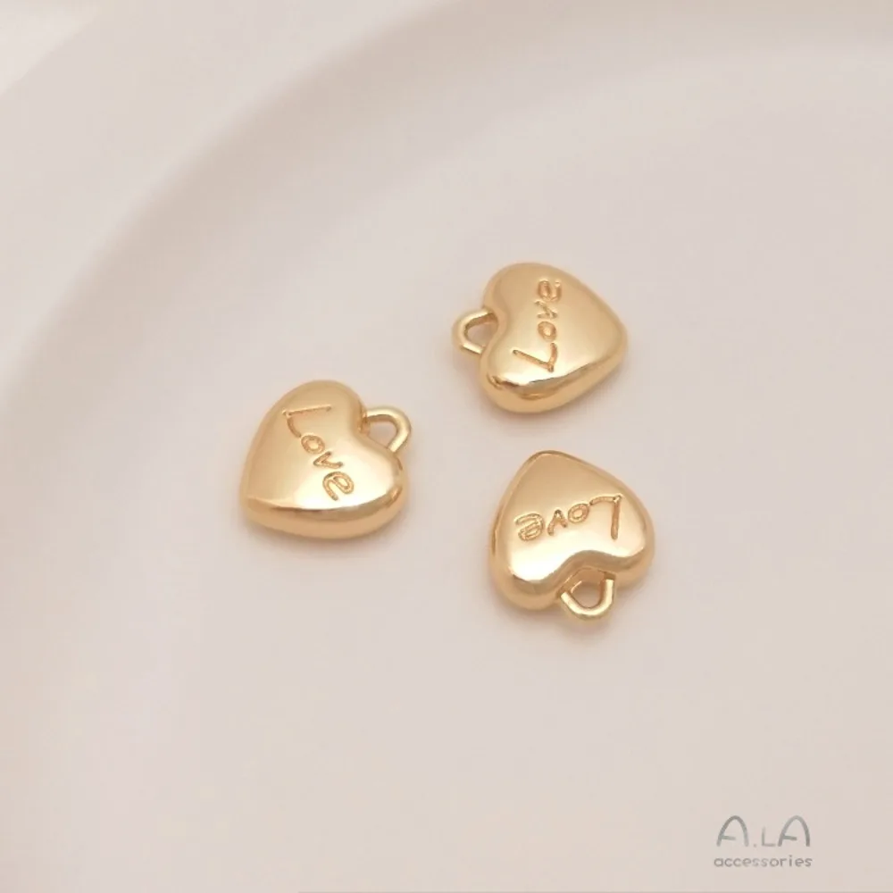 

1 шт. медные подвески 14 К золото цвет ЛЮБОВЬ сердце кулон ручной работы DIY браслет ключицы цепочка кулон аксессуары