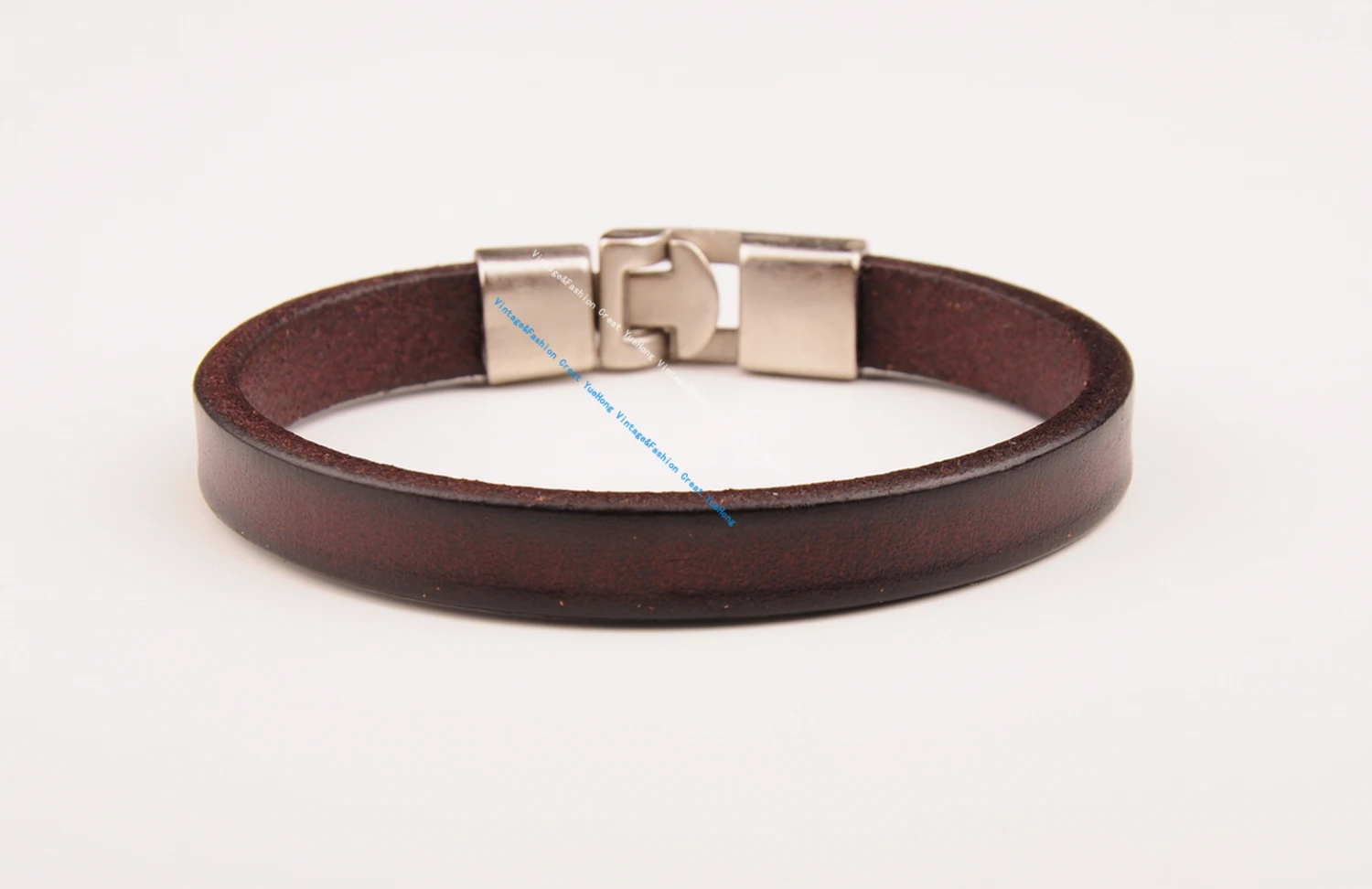 BL08 Brown New Mens Single Wrap Slim Plain Leather Cuff Bracelet Wristband New