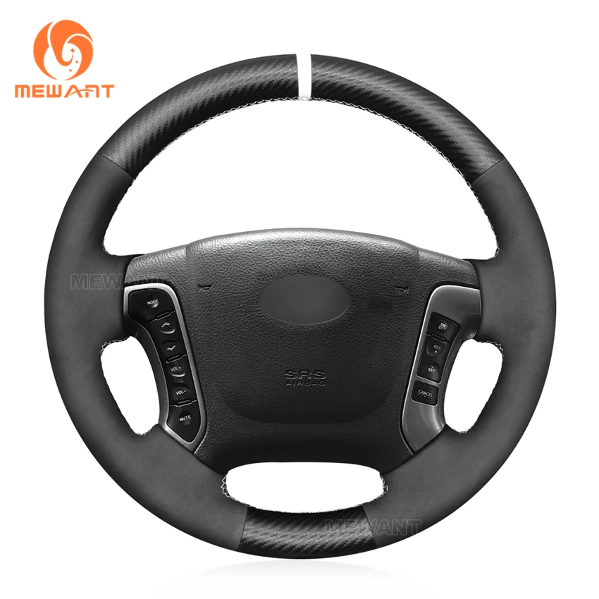 

MEWANT Black Suede PU Carbon Fiber Steering Wheel Cover for Hyundai H-1 Starex Santa Fe i800 2006 2009 2010 2011 2012 2013-2019