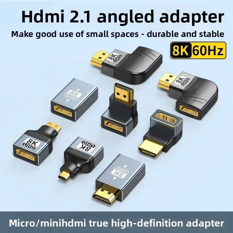 1pcs 8KHDMI-compatible 90 degree right-angle adapter  270 degree 4K@120HZ elbow connector  extension connector