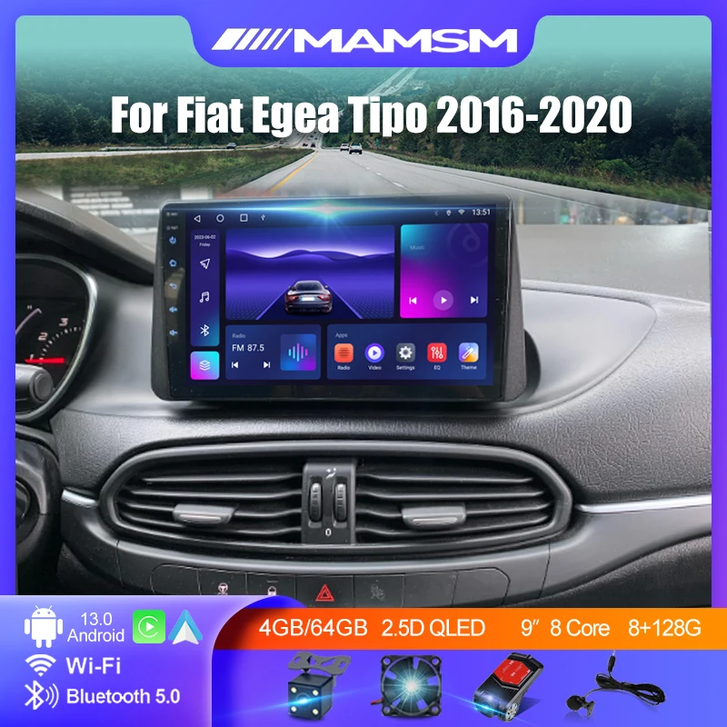 MAMSM Android 14 для Fiat Egea Tipo 2016 2017 2018 2019 2020 автомобильный радиоприемник мультимедийный плеер экран головное устройство Carplay авторадио 4G