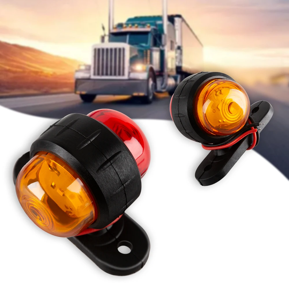 Feux de position latéraux de camion, feu de contour, voyant lumineux rouge ambre, remorque, camionnette, bus, caravane, bateau, 12V, 24V, 2 pièces