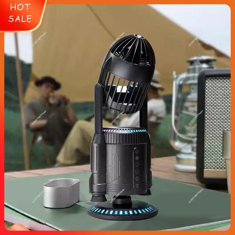 Ventilador de foguete espacial com sistema de pulverização recarregável 3 níveis brisa ajustável rgb silencioso desktop cooler ventilador ornamento brinquedo a62x
