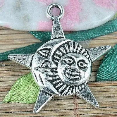 

10pcs 32.6*30mm Tibetan Silver color sun and moon design charms EF0286