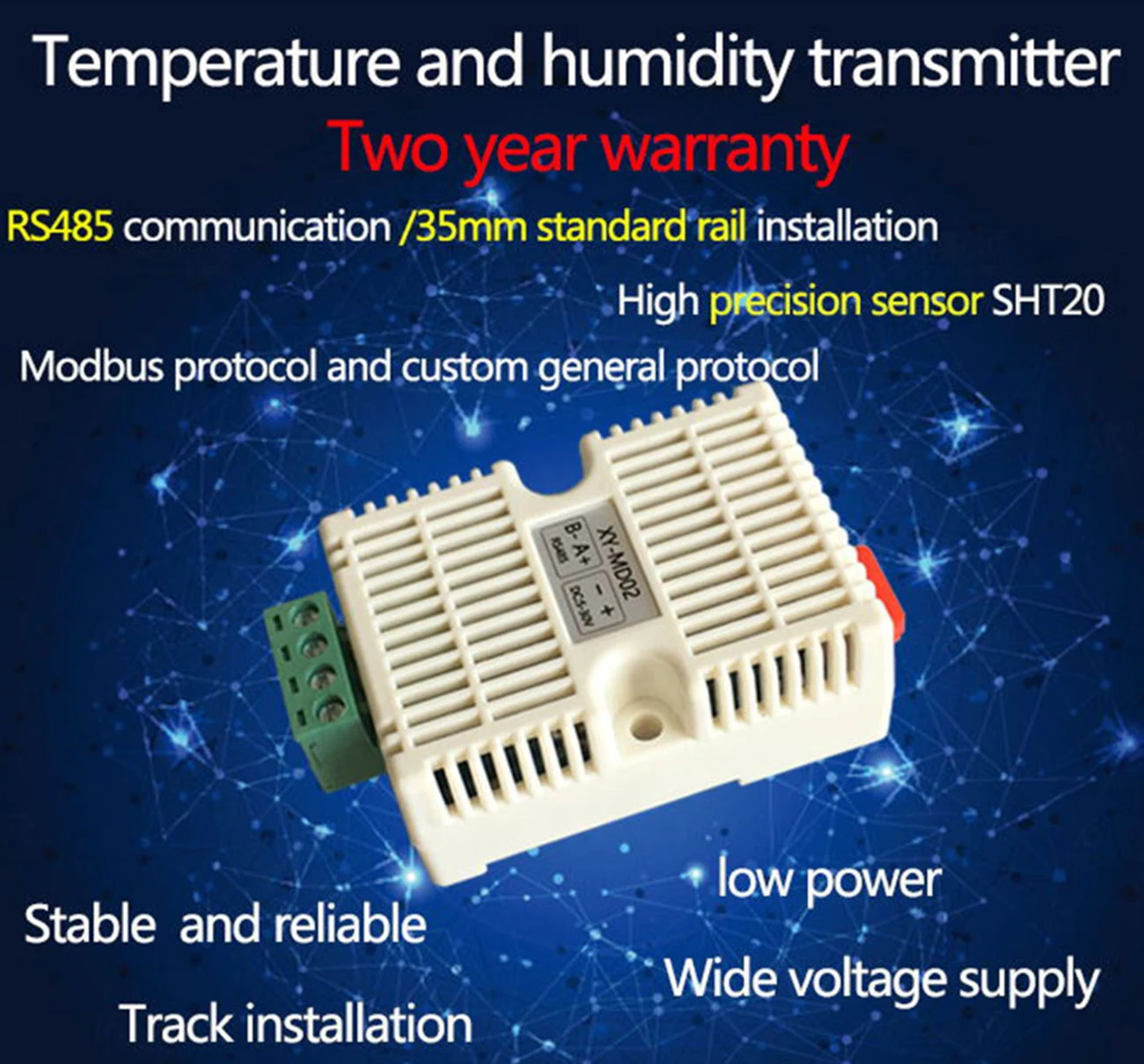 XY-MD02 Temperature And Humidity Transmitter Detection Sensor Module Modbus SHT20 Temperature Sensor RS485 Signal Analog