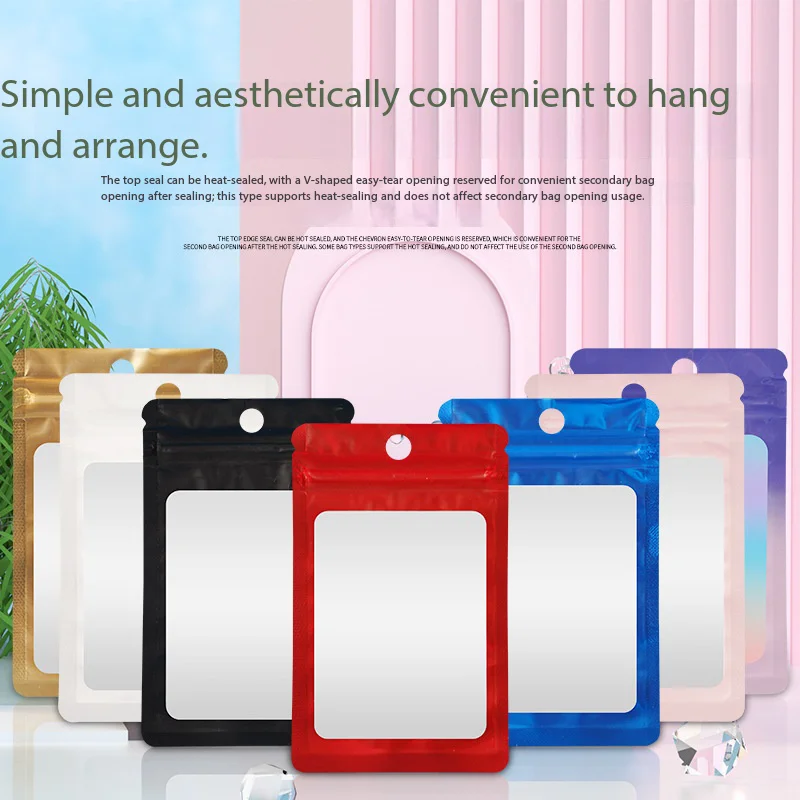 100pcs Colorful Aluminum Foil Ziplock Bags Matte Bags Suitable for Small Products Sealed Packaging Bags with Customized Logo - view 4