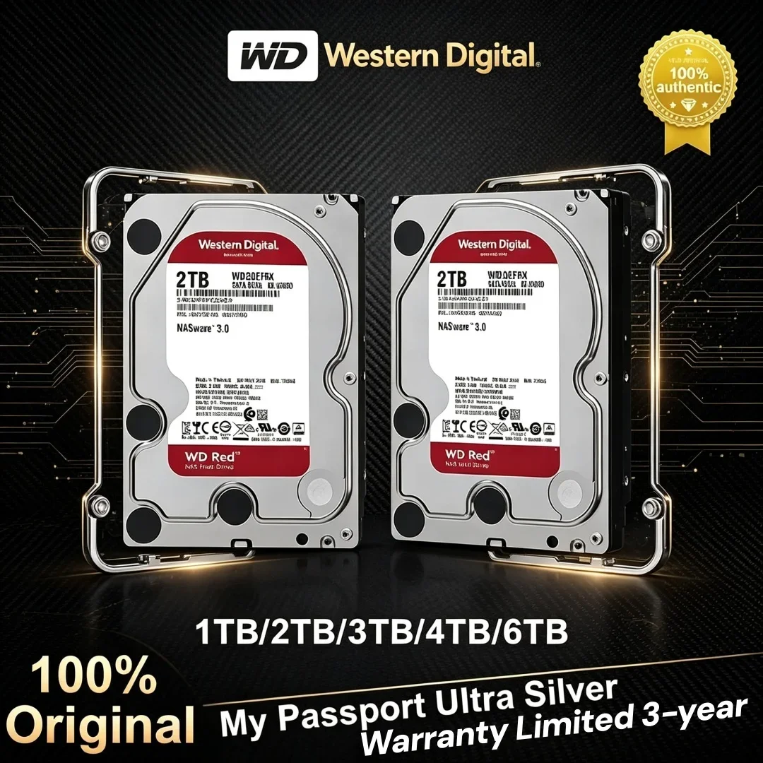 Western Digital WD Red NAS Internal Hard Drive Smooth Operation 3.5" 1TB-6TB 5400RPM SATA 6Gb/s 64MB Cache Desktop