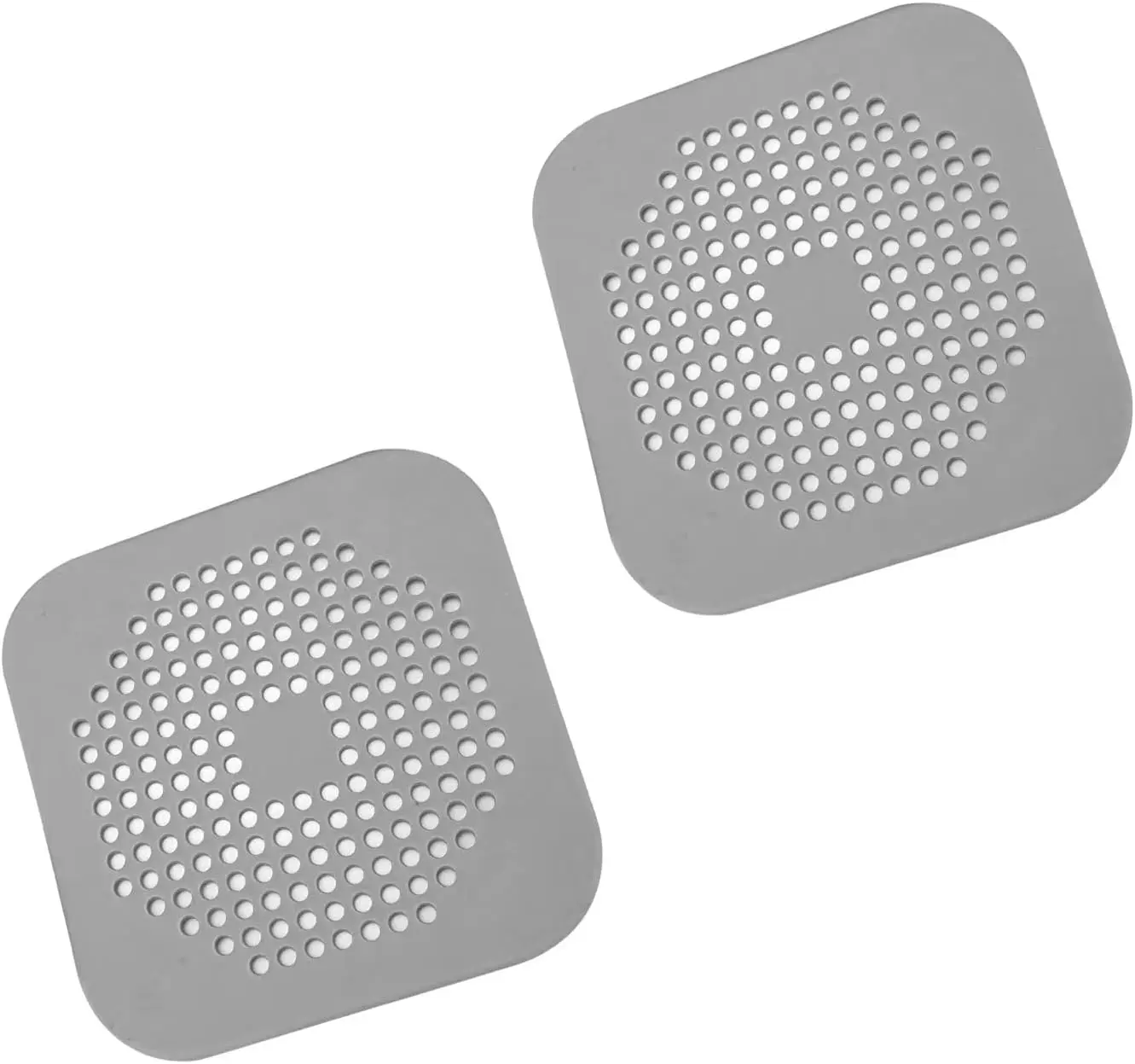 

5.7-Inch Silicone Shower Drain Cover with Suction Cups, Hair Catcher Strainer for Bathroom & Kitchen, 2-Pack (Grey)