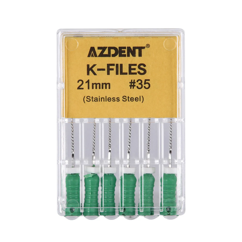 6 Stück/Box AZDENT Dental Endo K-Feilen Handgebrauch Wurzelkanalfeilen Edelstahl 21/25/31mm 06 # -40 # Zahnärztliches Instrument – Detail 10