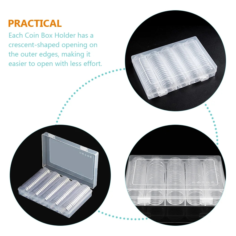 

1 set 1 Set Clear Boxes Protective Transparent Holders For Collection Display Storage Plastic Coin Organizer Dustproof Oxidant