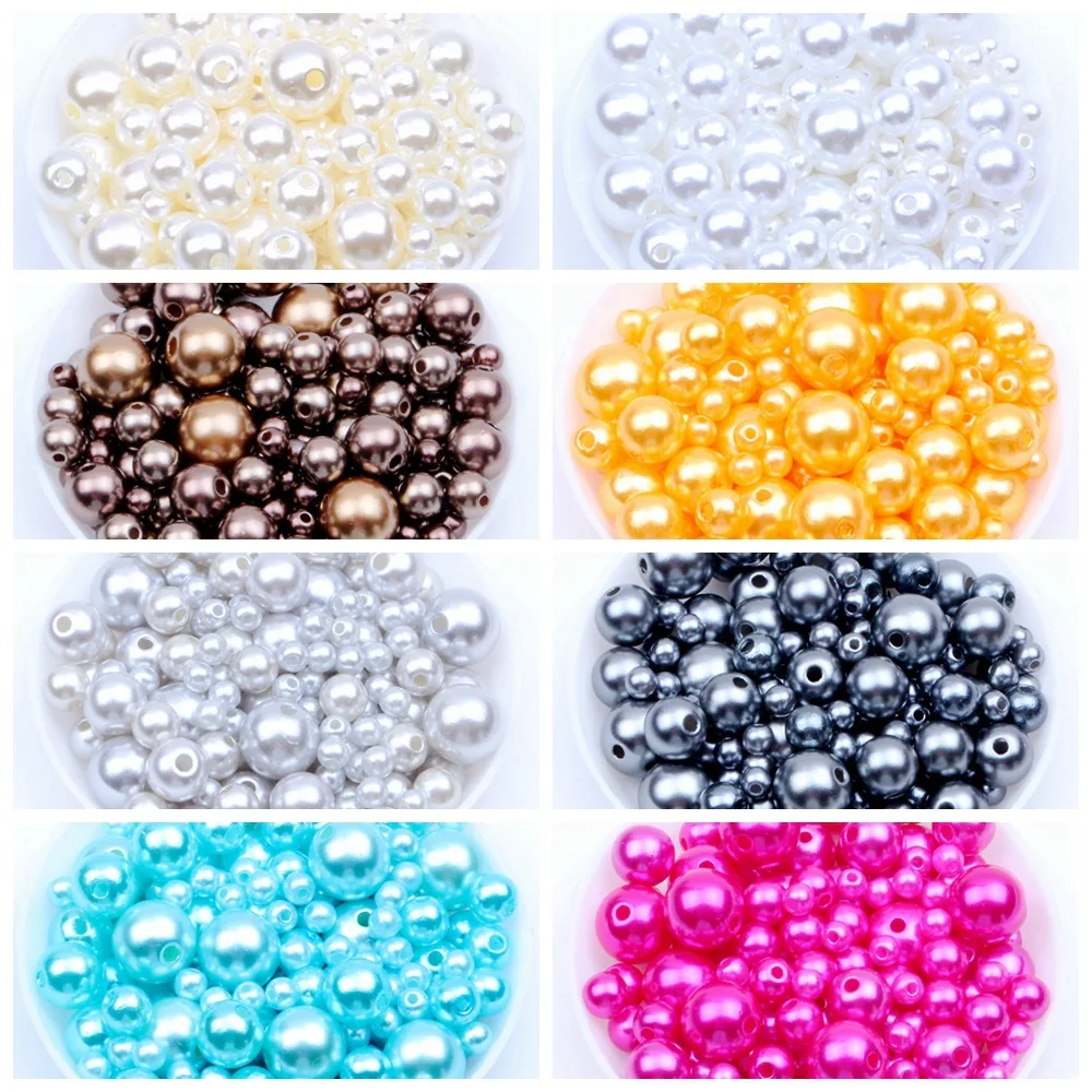 3-12mm pure color round shape ABS pearl beads for beads plastic production space beads DIY hand-soldering