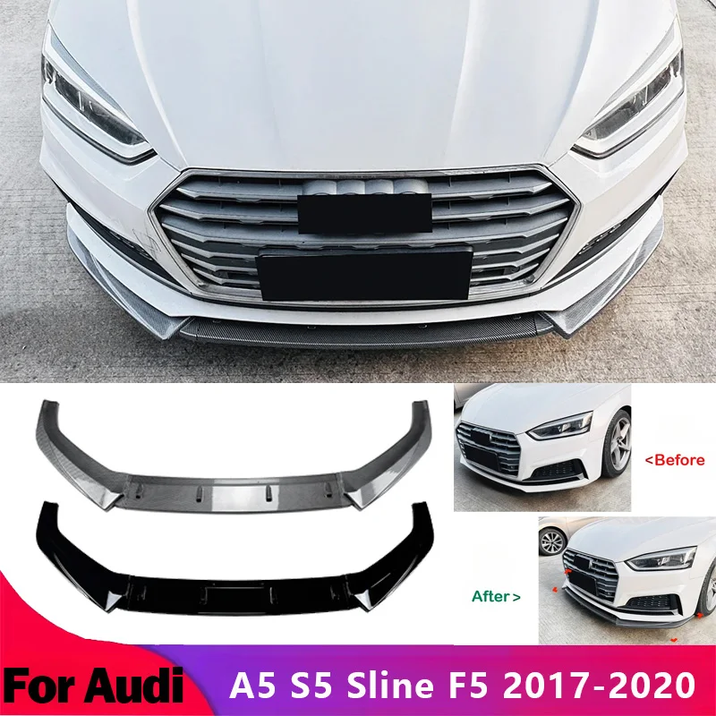 

2017 To 2020 for Audi A5 S5 Sline F5 Pre Front Bumper Lip Spoiler Front Shovel Lower Chin Exterior Modification Body Kits Refit