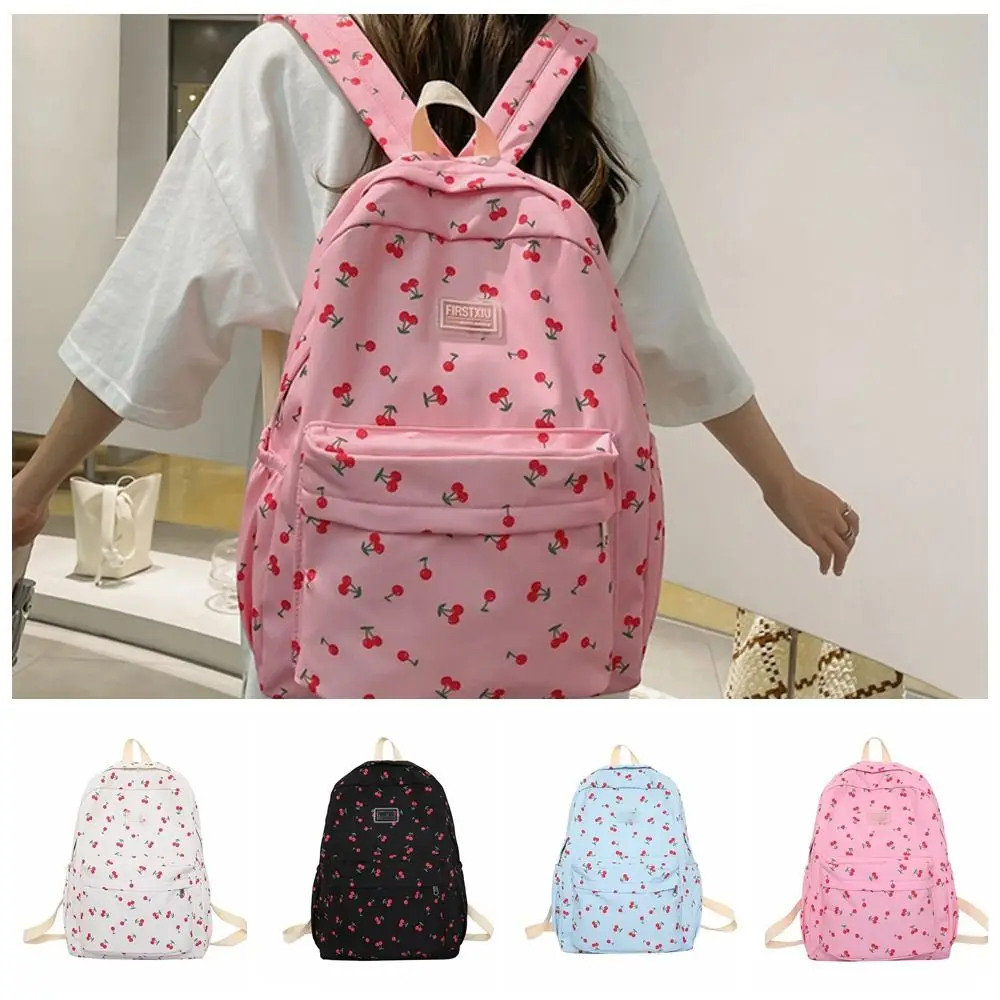 

Nylon Fresh Girl Student Backpack Large Capacity Anti-theft Student School Bags Mochila Ins Small Flower Schoolbag Teenage Girls