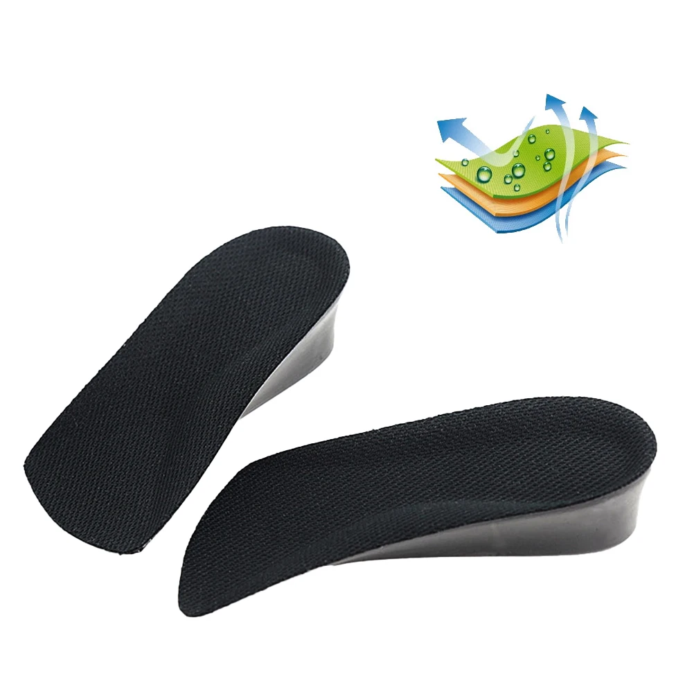 

1 Pair 4Cm Height Increase Invisible Shoe Insoles Half Pu Inserts For Sneakers Boots Non-Slip Shockproof Ventilated Comfortable