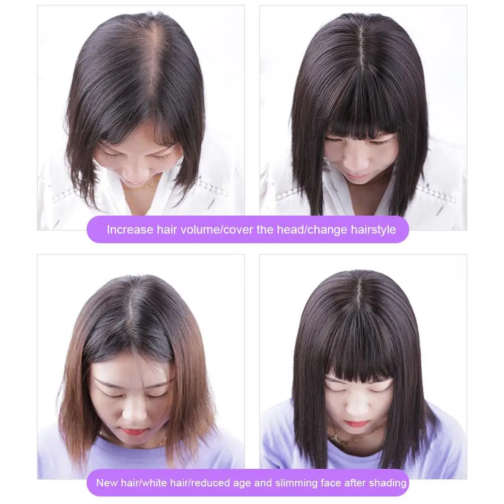 Wig Women's Long Synthetic Hair Repair Hair Patch Air Liu Hai Hair Patch Cover White Hair Natural Simulation Hair Repair Block