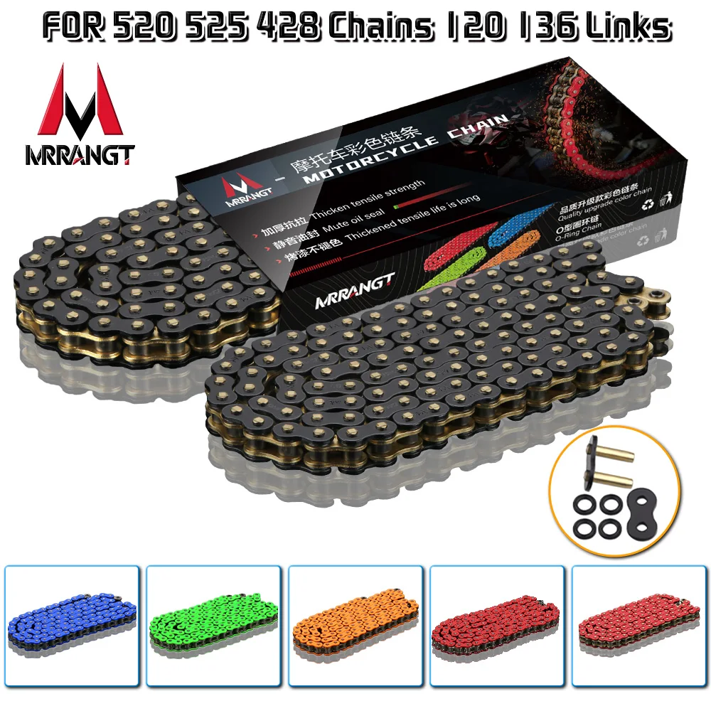 

MRRANGT Motorcycle Oil Seal Chain 428 520 525 Chains 136 120 Links Universal for Benelli Cfmoto Aprilia Motorcycle Accessories