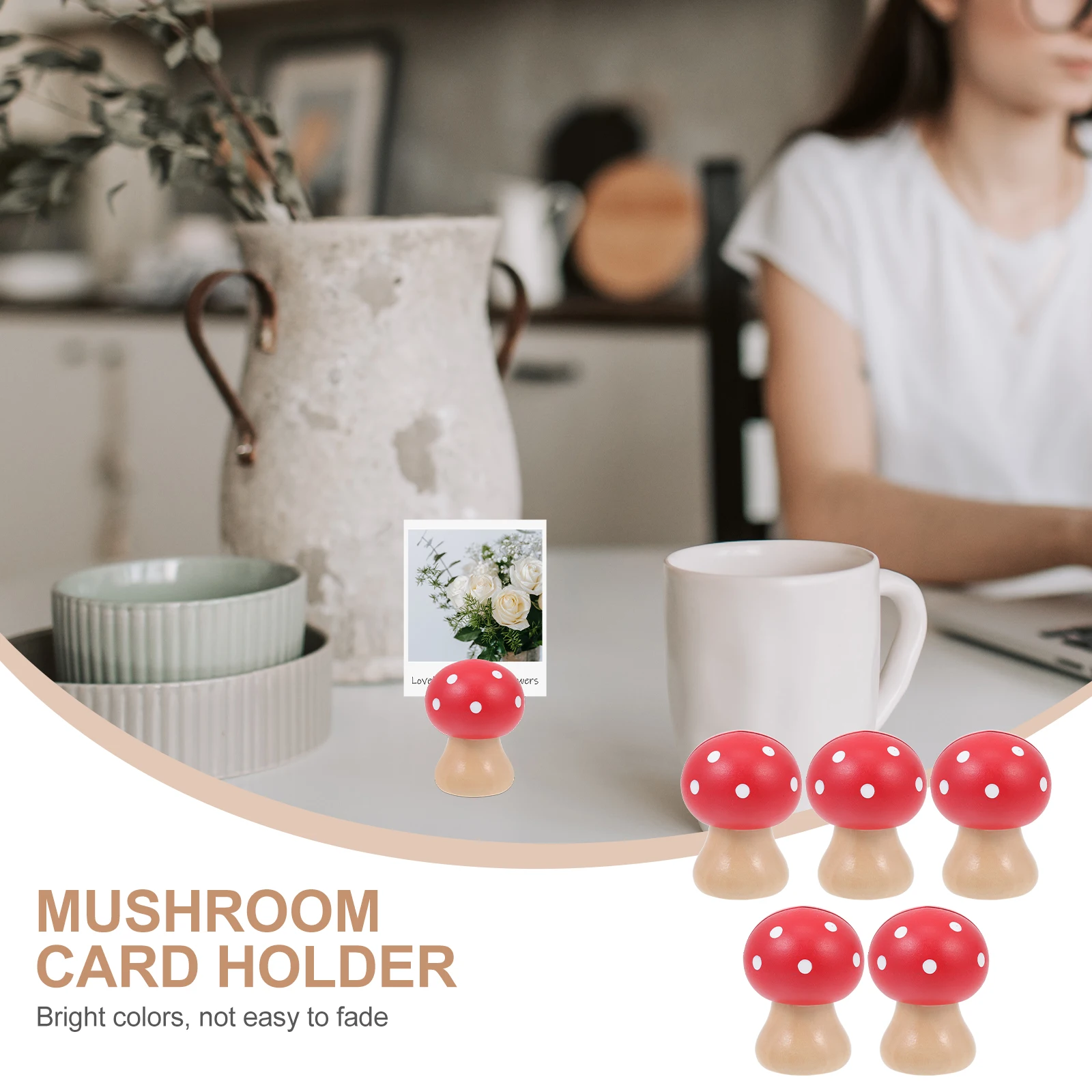 

5 Pcs Mushroom Head Business Card Holder Photo Wedding Decor Clips Paper Memo Picture Note Holders Clamps