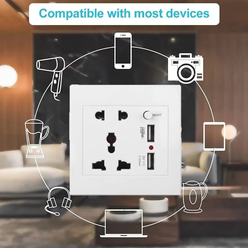 Многофункциональная домашняя розетка управления WIFI, USB-разъем. Оснащен двумя USB-розетками. Версия WIFI, поддерживает IOS и Android.