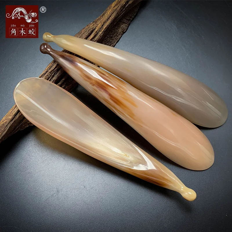 Horned Yak Horn Scraping Board Massage Beauty Stick, long and thick