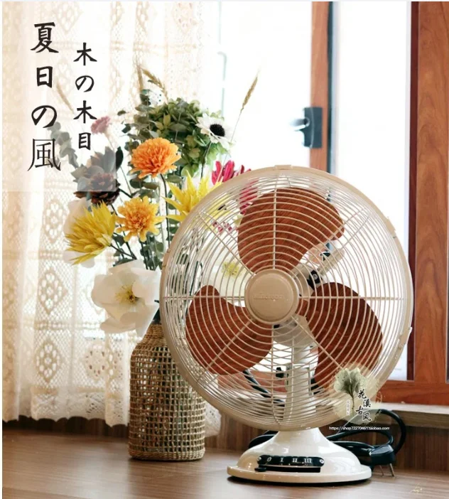 H5 dark green antique table fan metal electric fan home decoration mechanical silent table fan