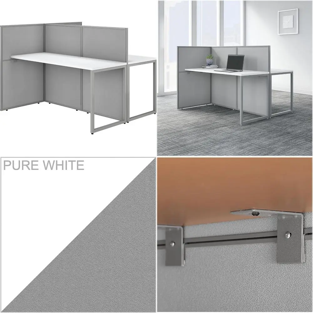 

Two-Person Desk Workstation with Privacy Panels, 60x60x45, Easy Office Collection