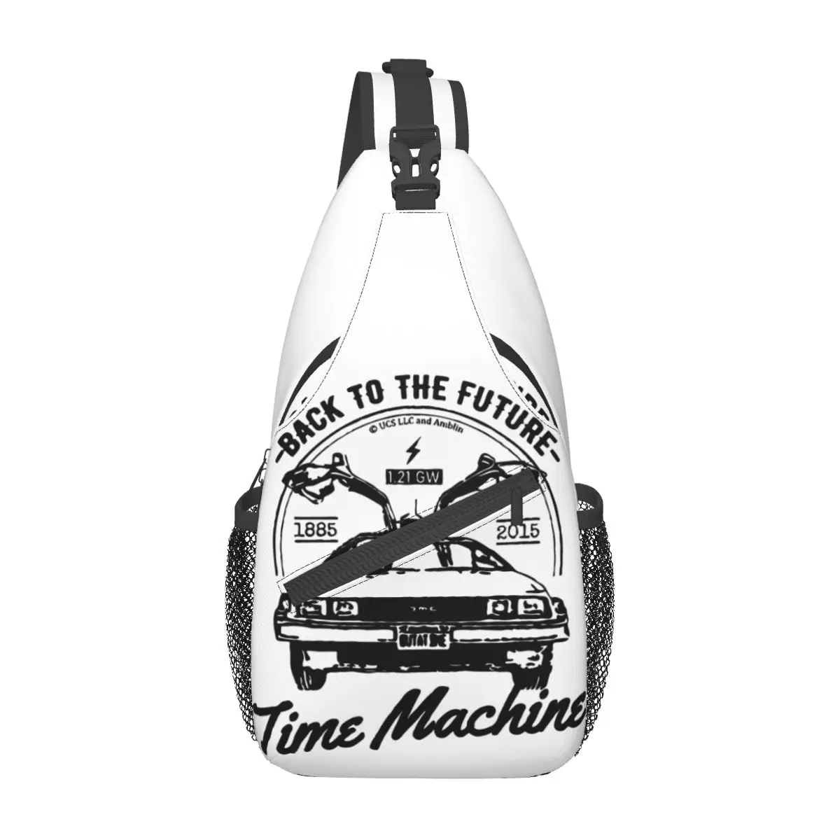 Back To The Future-mochila de hombro cruzada para el pecho, mochila informal para viaje, senderismo, máquina del tiempo, BTTF