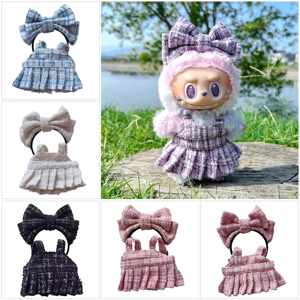 

Для 17 см куклы Лабу, нарядное платье, набор заколок для волос, мини-плюшевый наряд для куклы, аксессуары, детская одежда, подарок