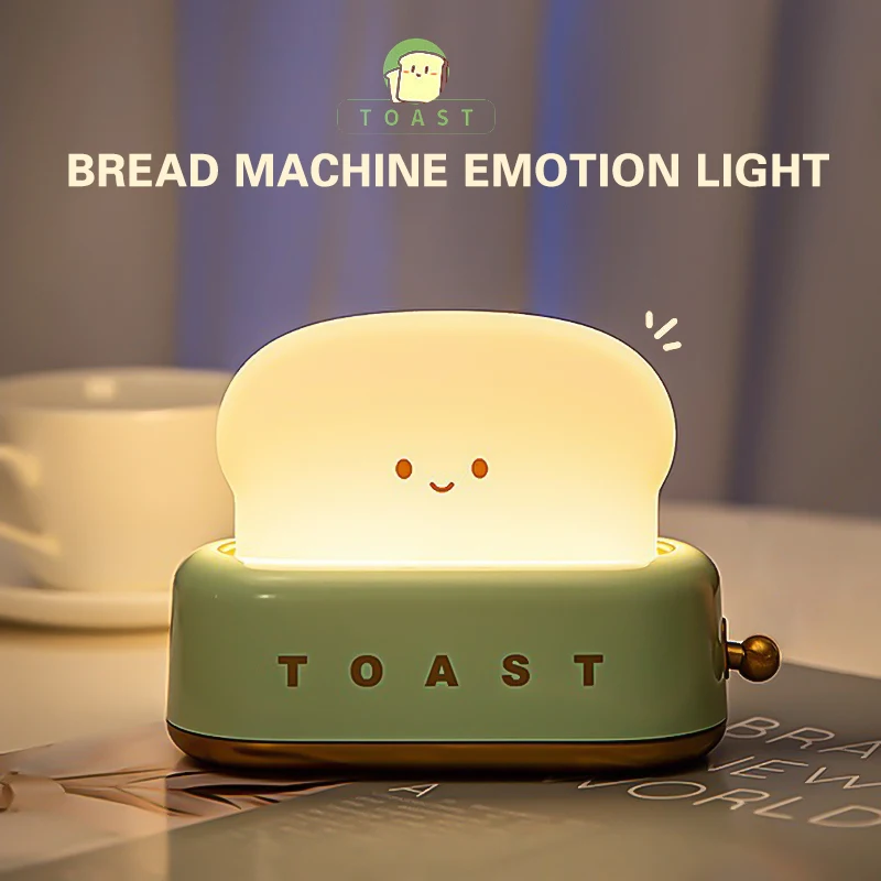 Toasted cartoon LED nightlight Cute home decor Kawaii Bread lamp Night breastfeeding portable light with timer small light