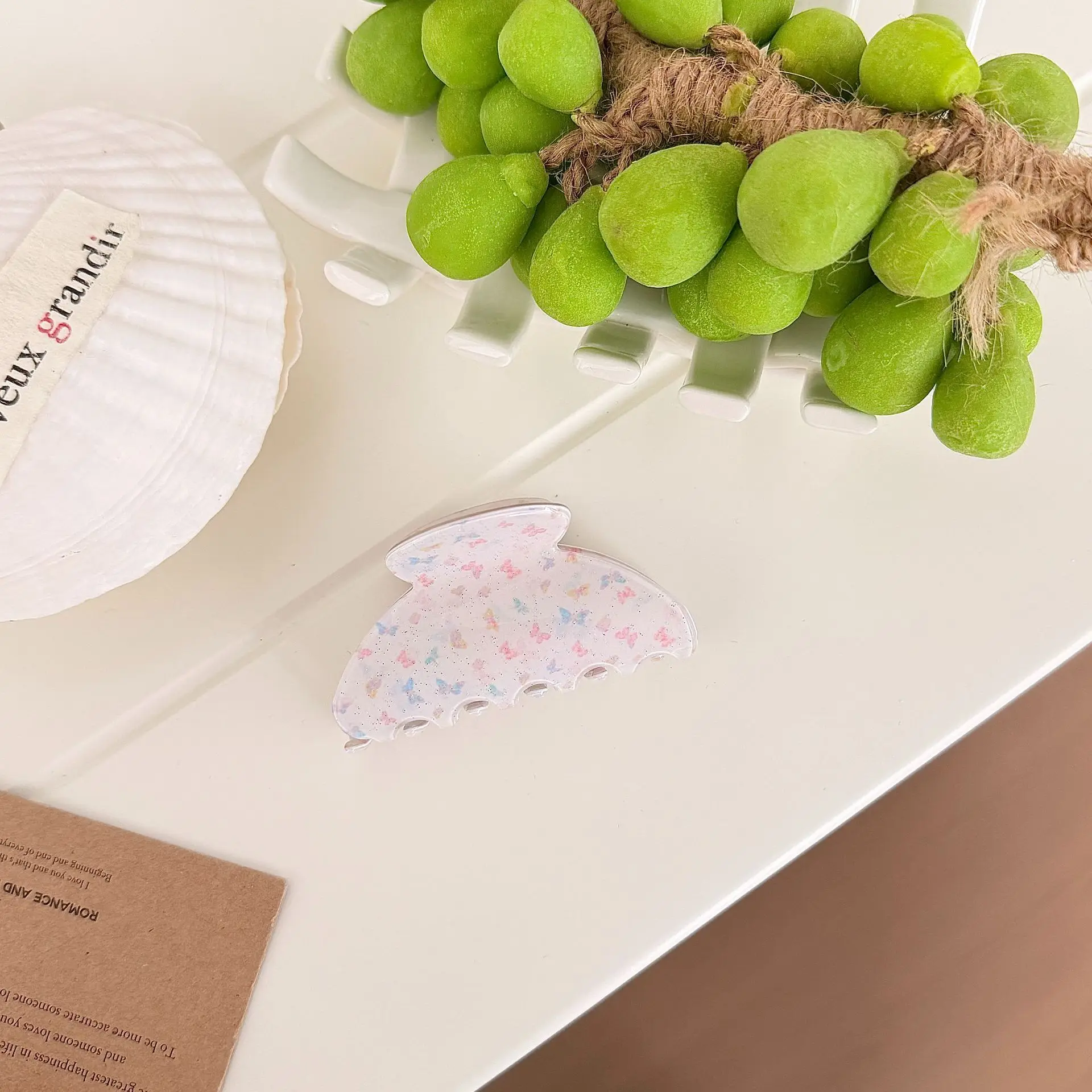 

Trendy Colorful Butterfly Shark Hair Claw for Half Up Back Head Summer Daily Use Premium Resin Hair Accessory Cute