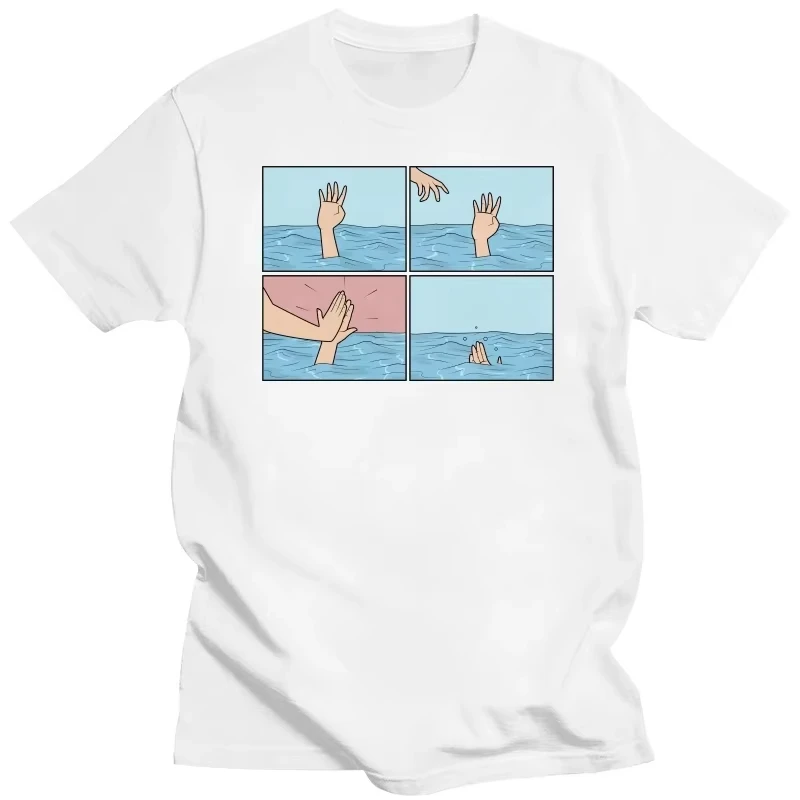 

Летняя одежда Drowning High Five Printing Мужская футболка с забавным дизайнерским узором Крутая эстетичная мужская футболка большого размера высокого качества