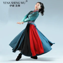 Chinese Mongolian Ethnic Minority Costume Set Modern Minority Tibetan Dance Dress Practice Skirt Hmong Swing Skirt Performance