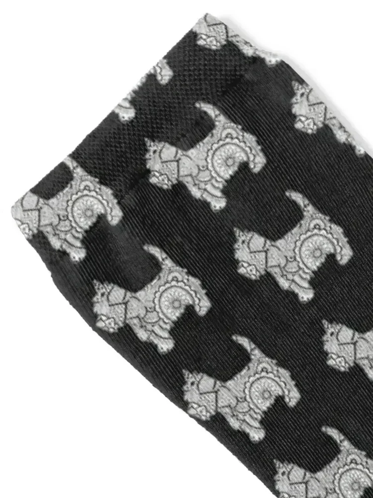 Westie black and white zentangle Socks cool bright garter cute Novelties Woman Socks Men's