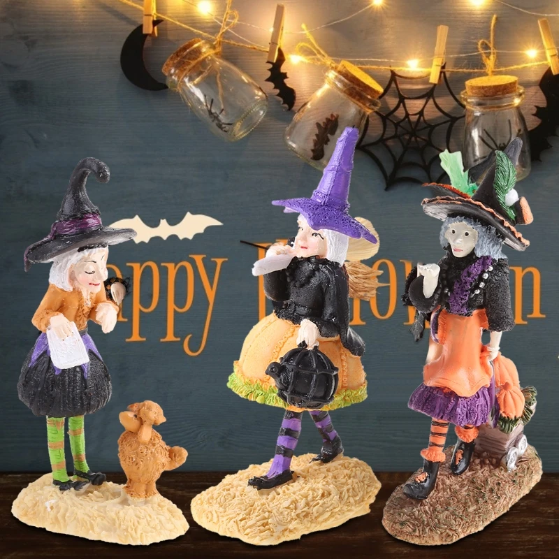 

Halloween Witch for Doll Mini Resin Figurine Desktop Ornament Gift for Home Office Desktop Decoration Supplies Dropship