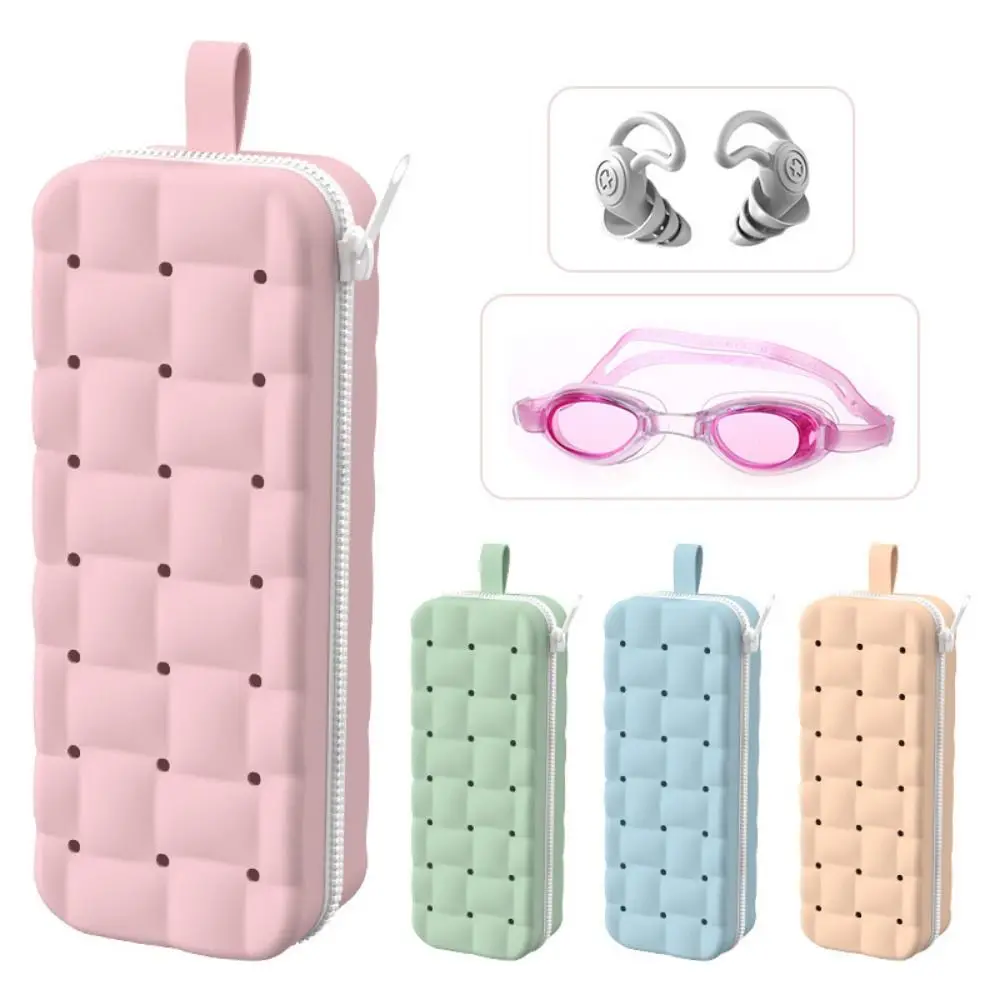 

Large Capacity Silicone Goggles Case Double-sided Drain Hole Portable Goggles Bag Breathable Waterproof Goggles Organizer