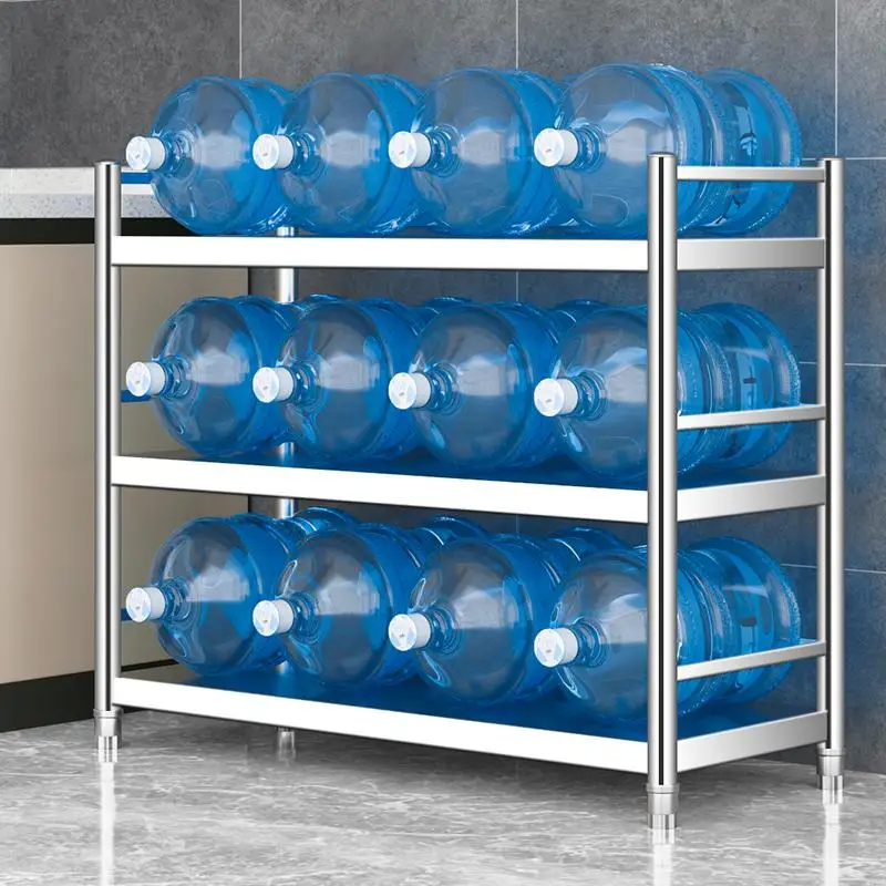 Prateleira de cozinha multicamadas de aço inoxidável, organizador de armazenamento de teto, forno de micro-ondas, suporte de panela de varanda para uso doméstico