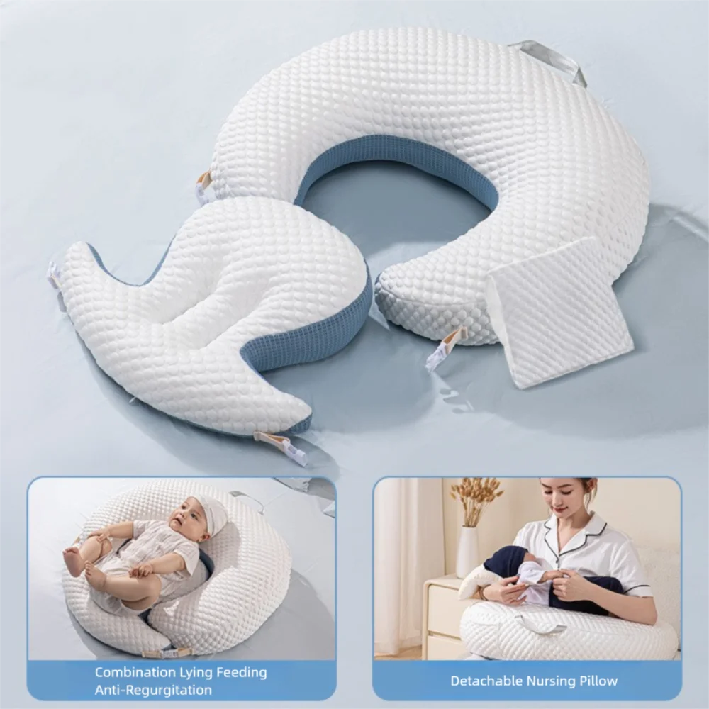 

2-in-1 Baby Nursing Pillow 15° Slope Anti-vomiting Design Breastfeeding Pillow Comfortable Soft Head-up Training Pillow