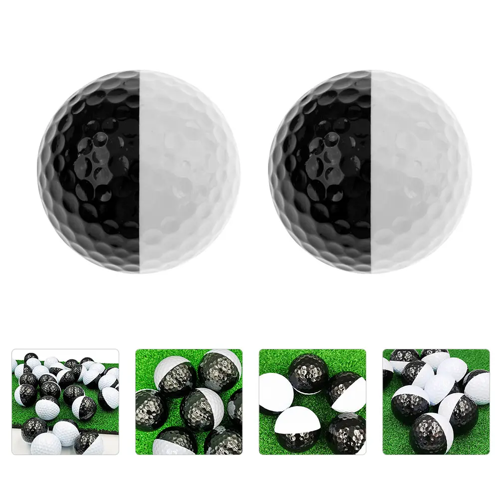 

2 Pcs Golf Practice Balls Synthetic Resin Outer Rubber Core Double Color Durable Sports Ball Mini Size Putting Drills Technique