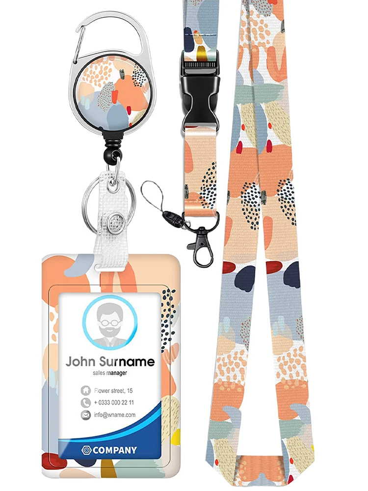 ที่ใส่ตราบัตรประจำตัวนักเรียนโปร่งใสใช้งานได้จริงสายคล้องแบบถอดได้สำหรับครูคลิปหนีบหมุนได้กระเป๋าใส่บัตรภาพวาดสำนักงาน