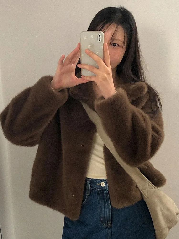 الشتاء ort جولة Ne فو المنك معطف المرأة الراقية رقيق الدافئة العصرية Jaet الكورية Sle فضفاضة تناسب ألياف البوليستر