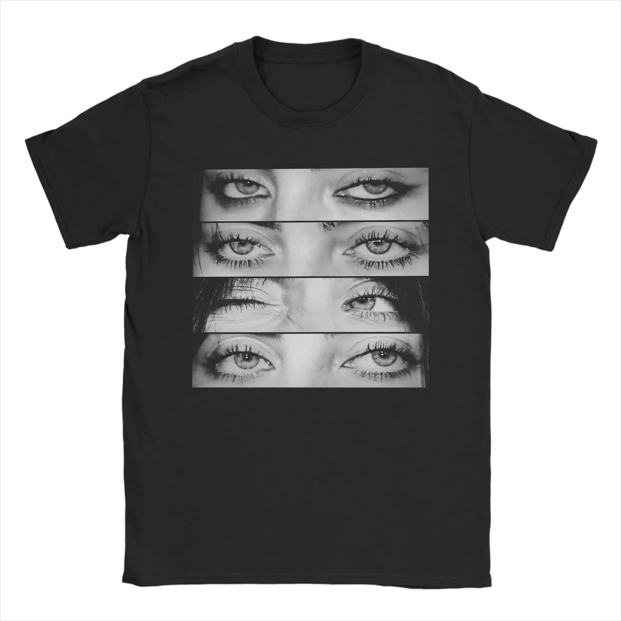 Singer B-Billies-Eilished Eye Collage Men's T Shirt Musician Tee Shirt Short Sleeve T-Shirts 100% Cotton Plus Size Tops