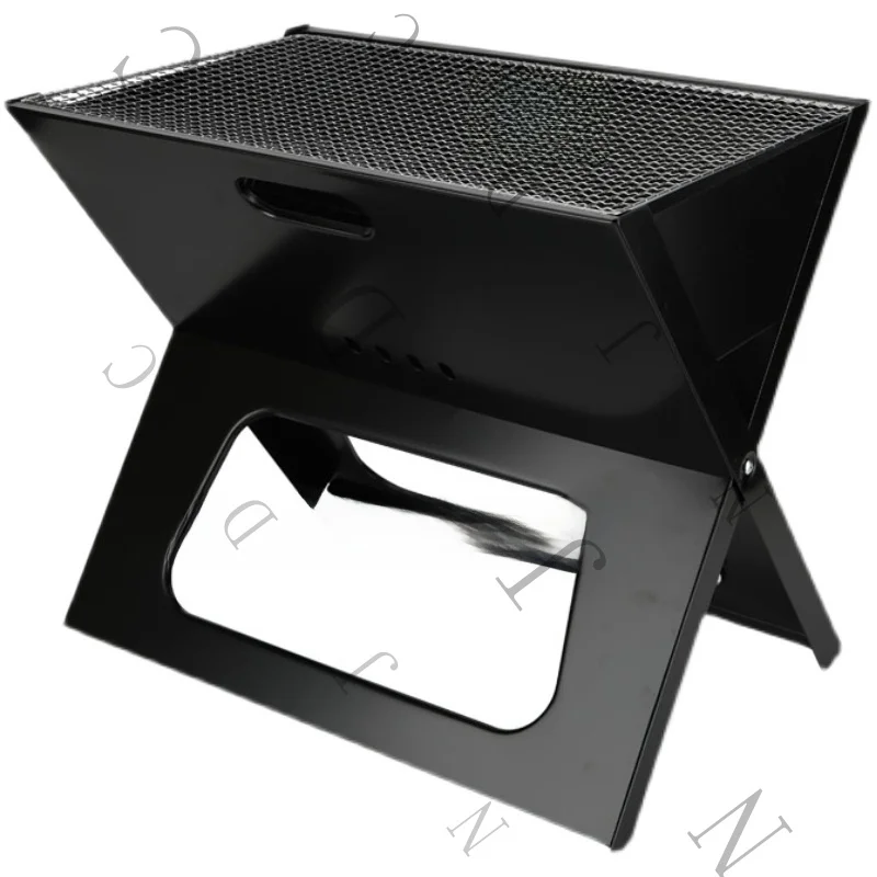 

Открытый портативный X-Fold утолщенный гриль-барбекю из нержавеющей стали с карбоновым грилем для кемпинга и пикника