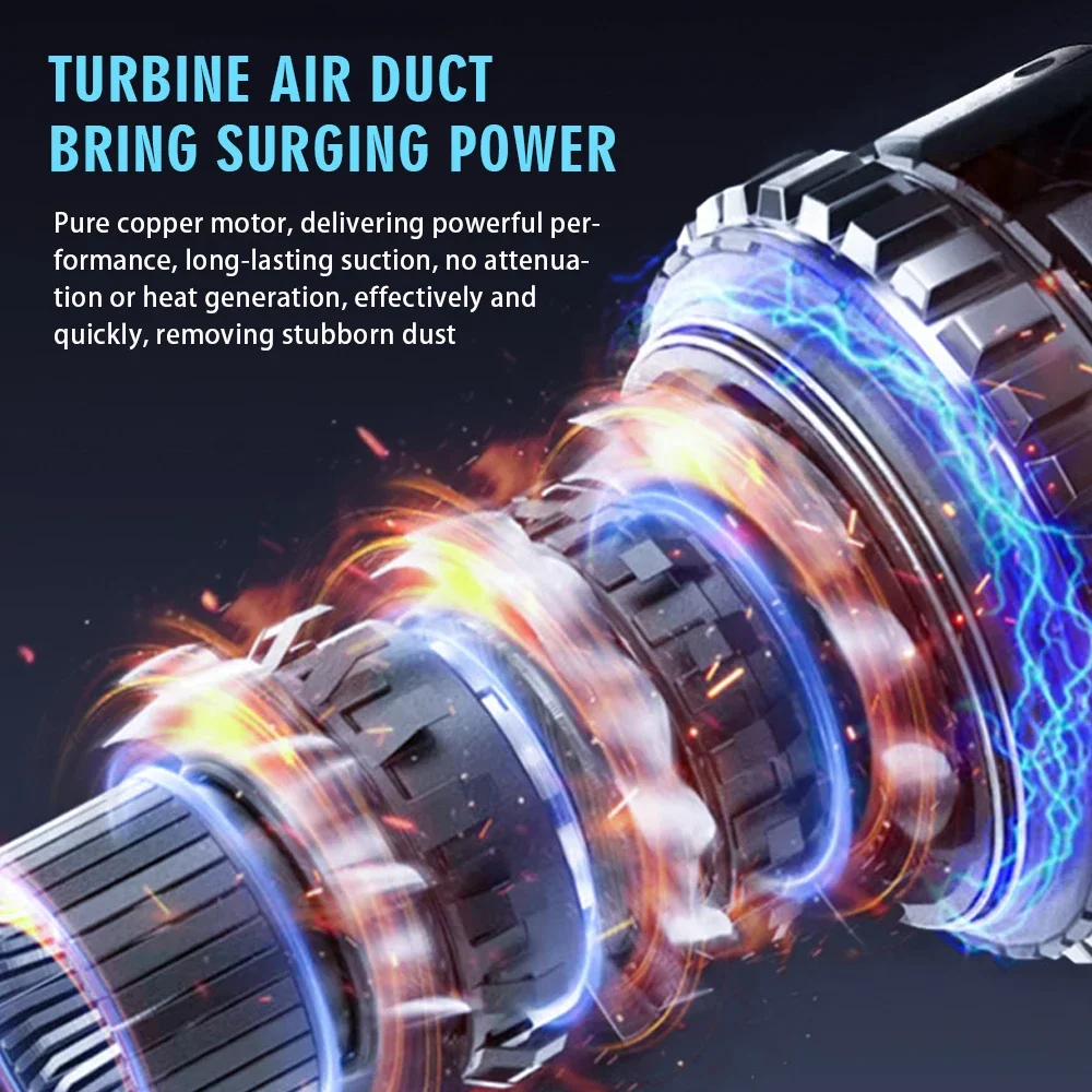 Aspirapolvere portatile per auto, ricarica domestica, potente soffiatore per polvere senza spazzole, grande aspirazione per uso domestico e automatico