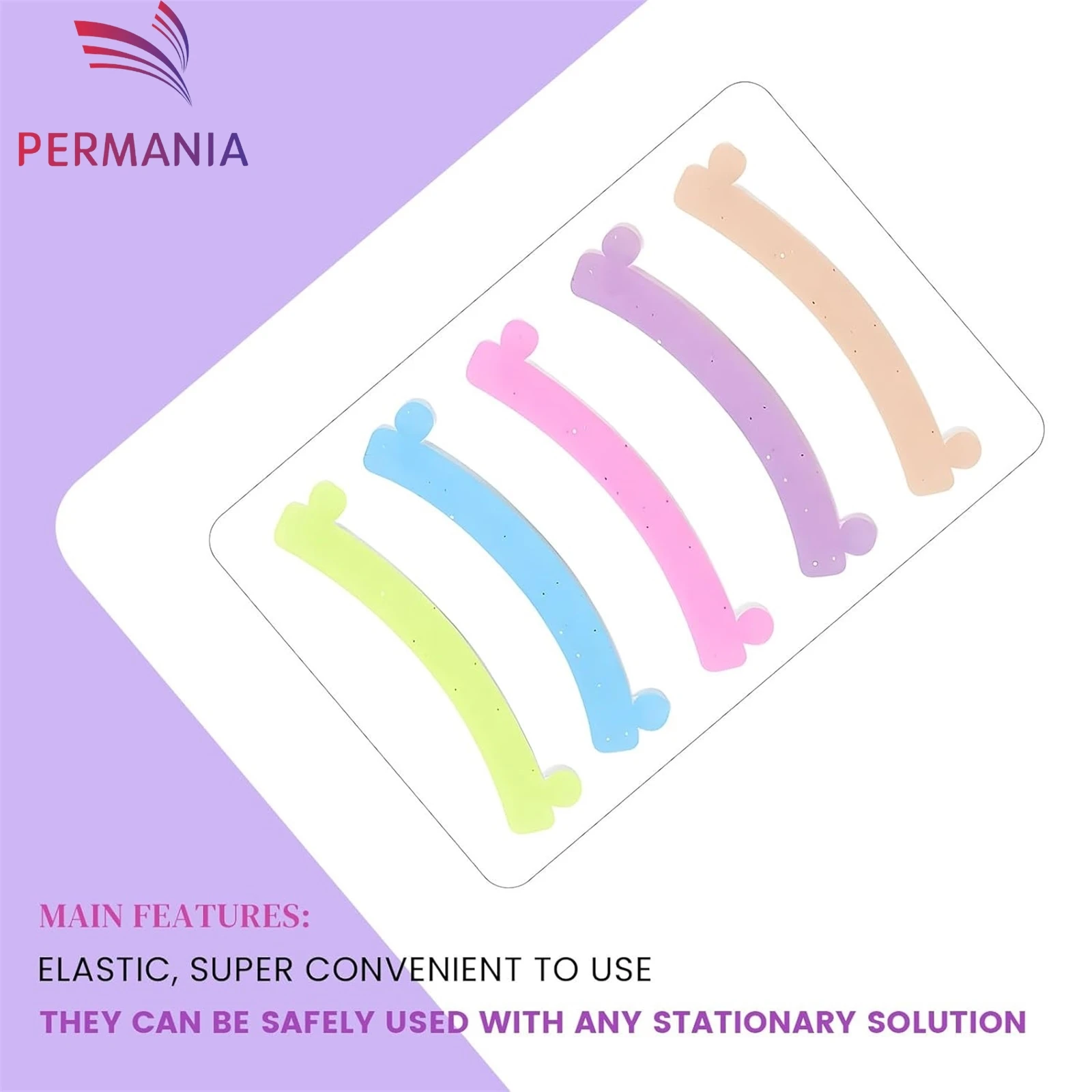 PERMANIA, 5 uds., rizador de pestañas reutilizable de arcoíris, cinta para levantar pestañas, almohadillas para levantar pestañas de silicona reutilizables, cubierta, accesorios para pestañas, herramienta de maquillaje