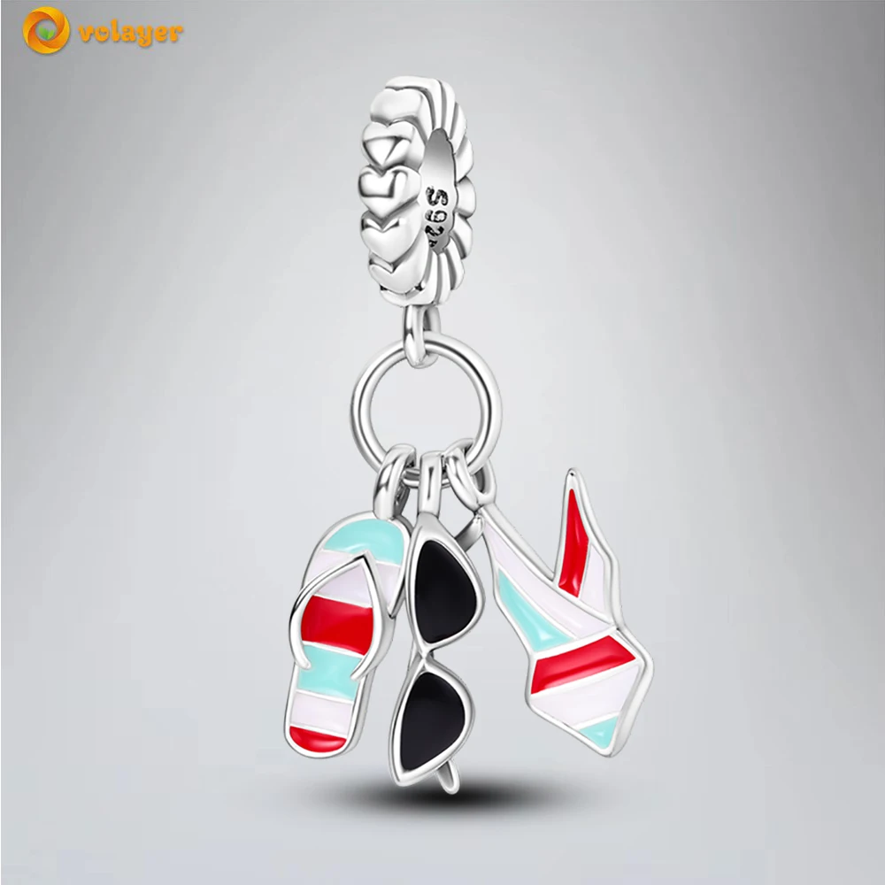 

Volayer 925 Sterling Silver Beads Swimming Combo Dangle Charm fit Original Pandora Bracelets for Women DIY Jewelry Free shipping