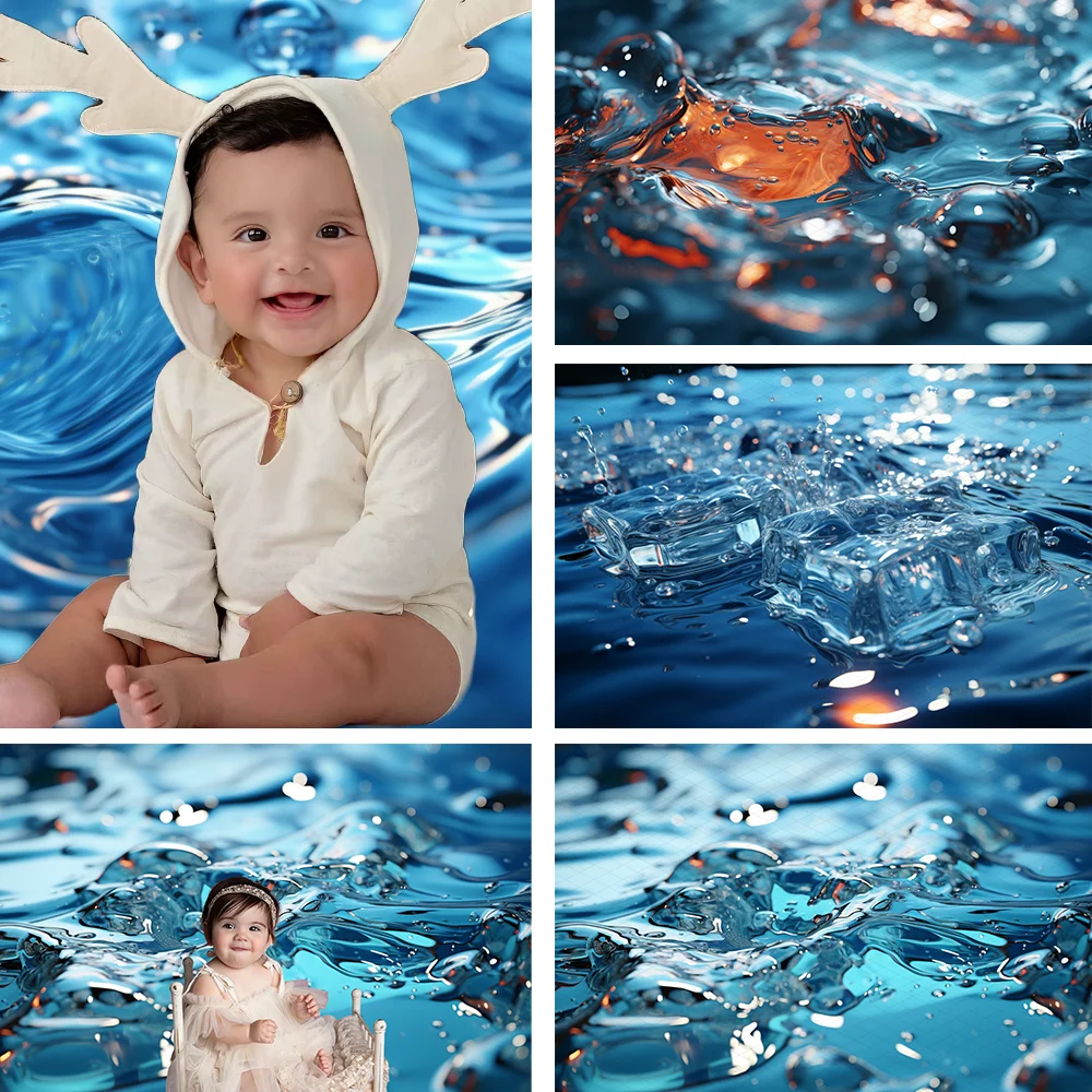 Spring Photography Backdrop Water Ice Effect Tactile Texture Baby Shower Decoration Birthday Portrait Background Photo Studio