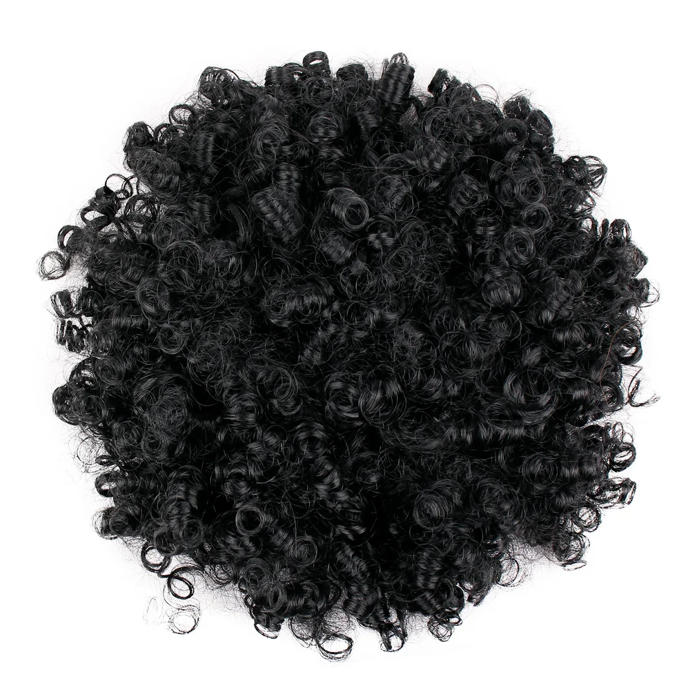 Synthetic Curly Hair Ponytail Drawstring Puff Short Kinky Wig African American Short Afro Kinky Curly Wrap Hair for Black Women