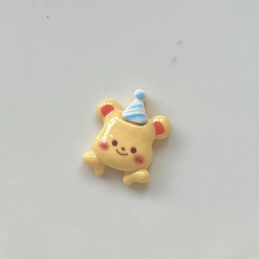 5pcs miniso cute yellow bear cartoon series cartoon resin flatback cabochons diy crafts materials jewelry making charms